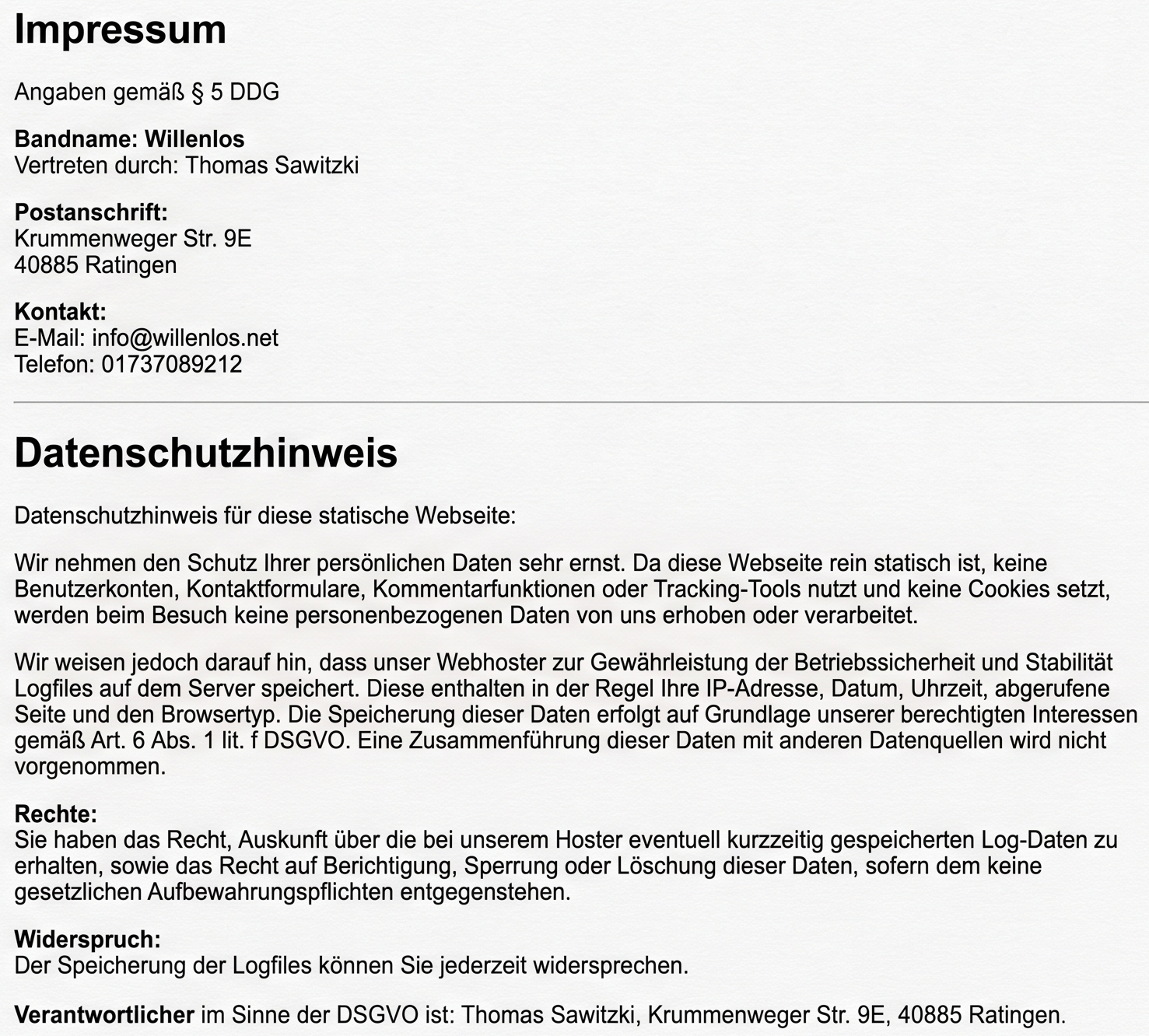 Impressum und Datenschutzhinweis